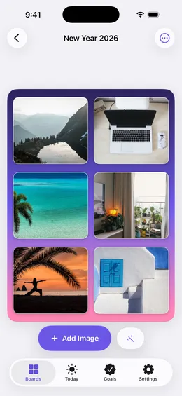 Building a vision board collage in the Wishframe editor